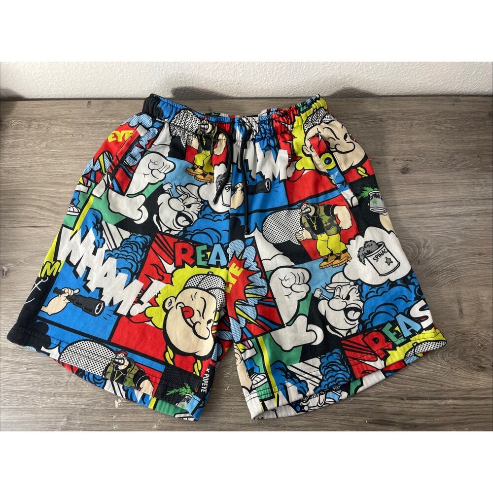 Popeye Shorts Made by Reason Exclusive Collab Men's Size Large Pockets Multicolo